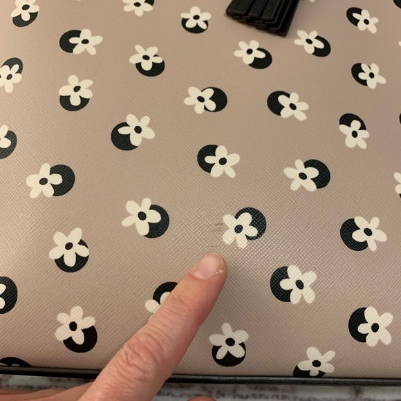 Kate Spade Beige & Black Floral Jana Leather Tote - Picture 7 of 15